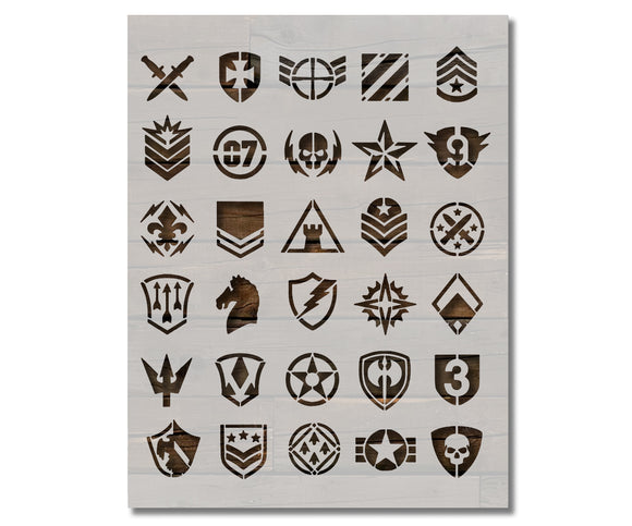Military Symbols Patches Ranks Stencil (593)
