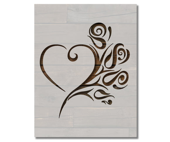 Tribal Heart Rose Stencil (600)