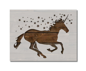 Unicorn Running Stars Stencil (605)