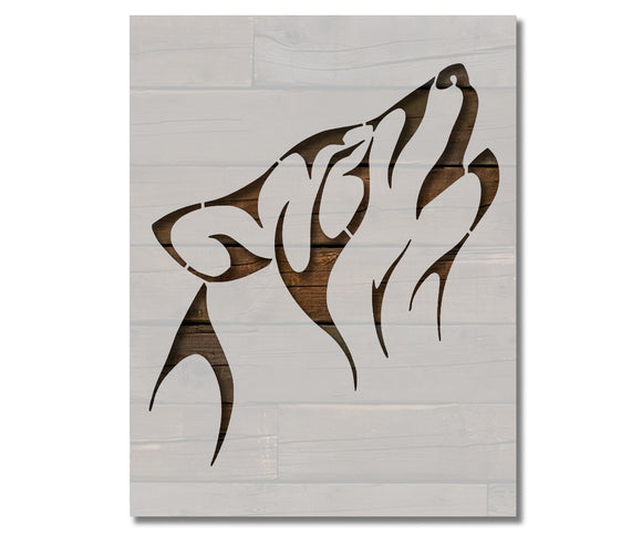 Tribal Wolf Howling Stencil (610)