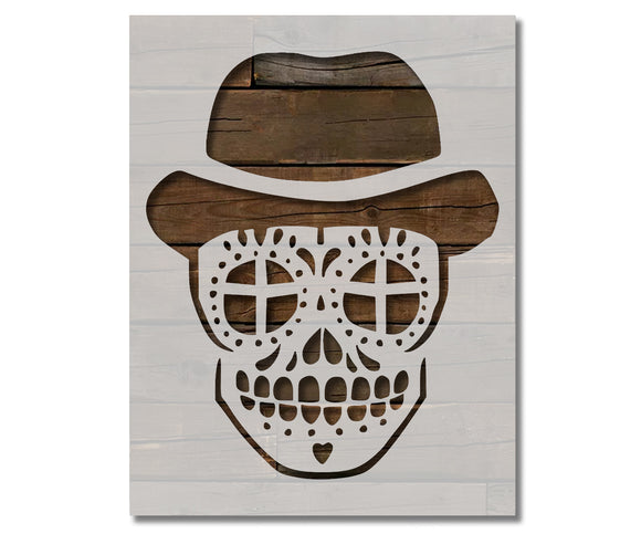 Day Of The Dead Dia De Muertos Man Hat Sugar Skull  Stencil (620)