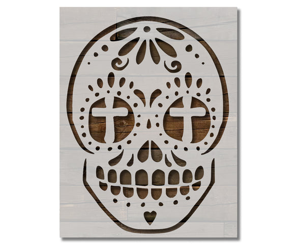 Day Of The Dead Dia De Muertos Sugar Skull Cross Stencil (621)