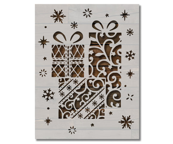 Christmas Present Holiday Snow Stars Stencil (627)