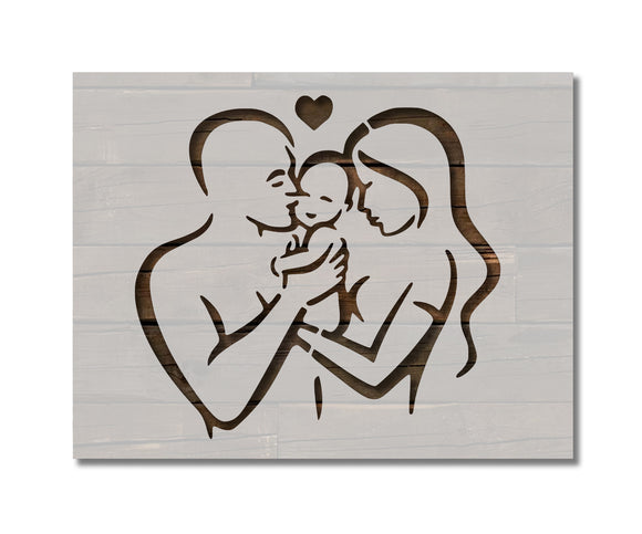 Couple Baby Heart Family NewBorn Love Heart Stencil (639) – Stencilville