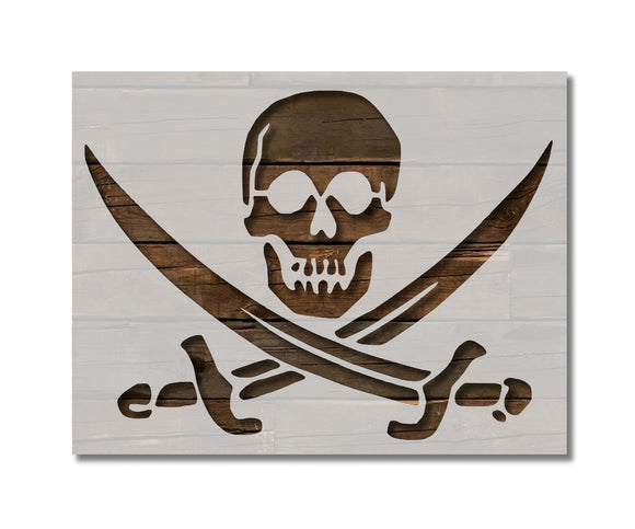 Pirate Skull Crossed Swords Flag Custom Stencil (63)