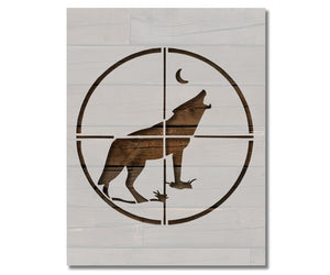 Coyote Wolf Hunting Bullseye Scope Crosshairs Stencil (644)