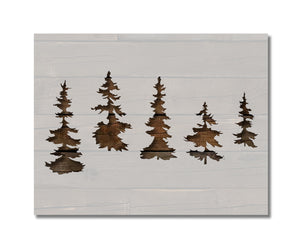 Pine trees various forest Stencil (720)