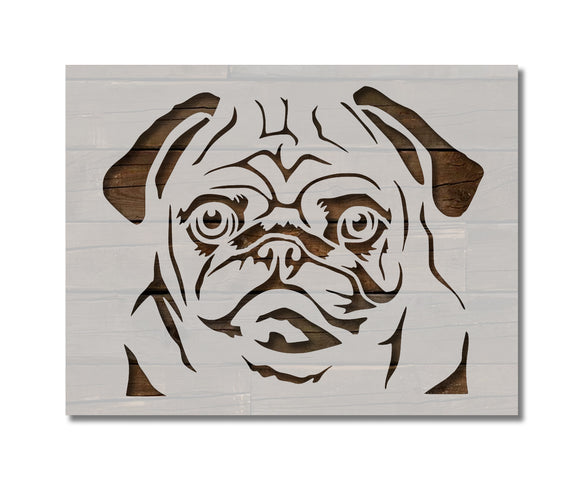 Pug Dog Breed Face Head Stencil (728)