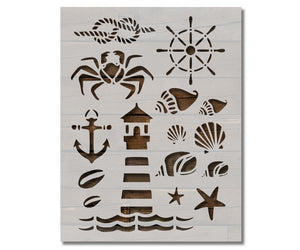 Nautical Rope Crab Sea Shells Lighthouse Anchor Stencil (746)