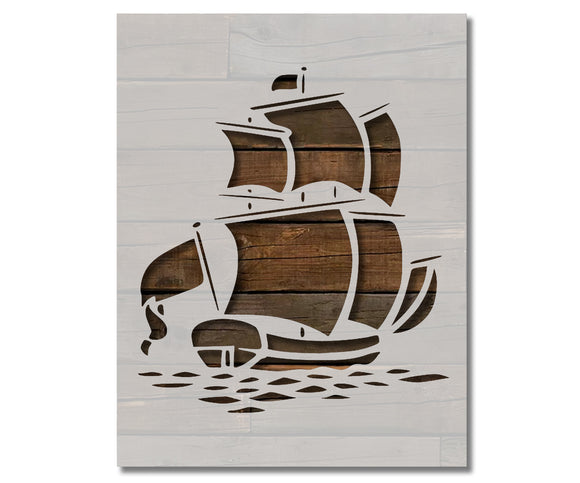 Pirate Ship Sailing Sail Boat Stencil (771)