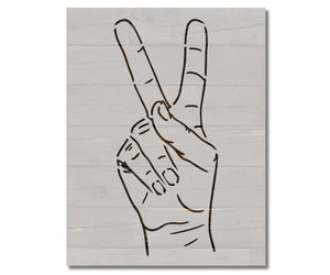 Hand Peace Sign Gesture Bunny Ears Stencil (777)
