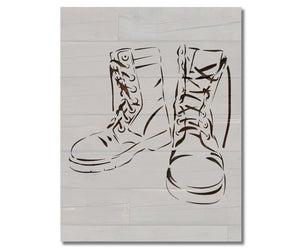 Work Boots Military Army Marines Soldier Stencil (782)