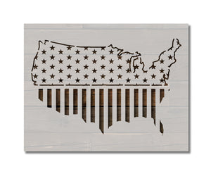 US American Flag Country Shape Stencil (790)