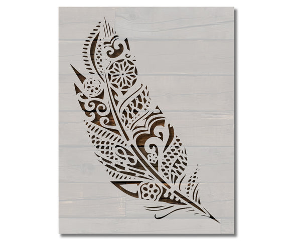 Tribal Feather Detailed Stencil (803)