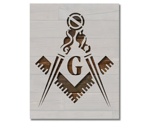 Masonic Freemason Mason Square and Compass Stencil (847)