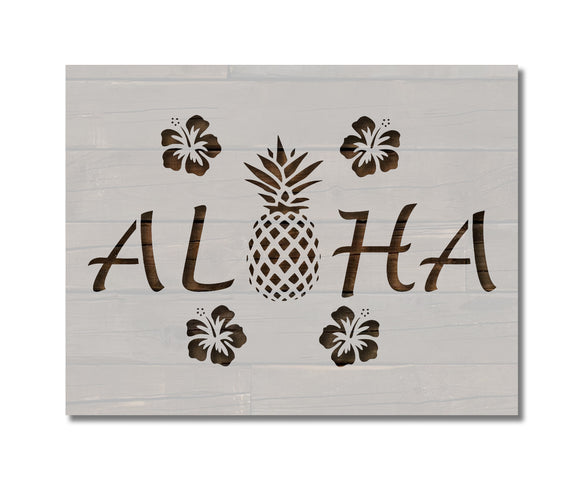Aloha Pineapple Stencil Hawaiian Flowers Hibiscus (850)