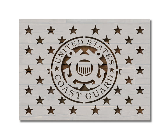 United States Coast Guard 50 Stars Flag Union Stencil (856)