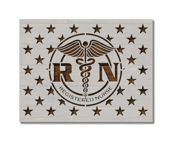Nurse RN Caduceus 50 Stars Flag Union Stencil (883)