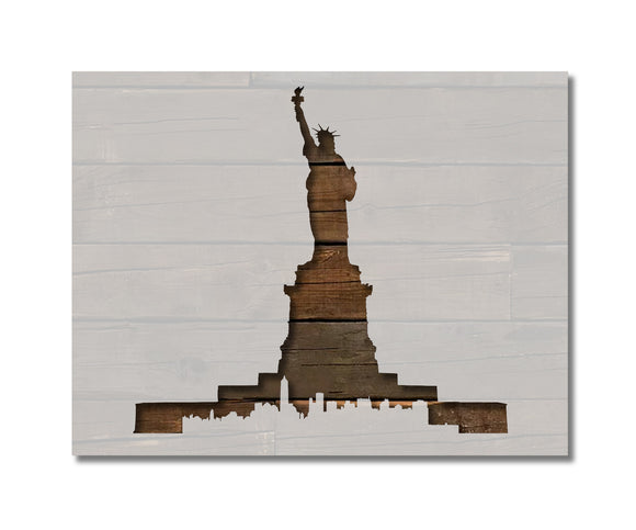 Statue of Liberty Stencil City Skyline (891)