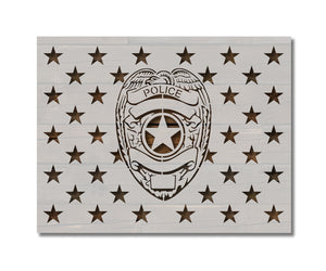 Police Badge 50 Star Flag Union Stencil (906)