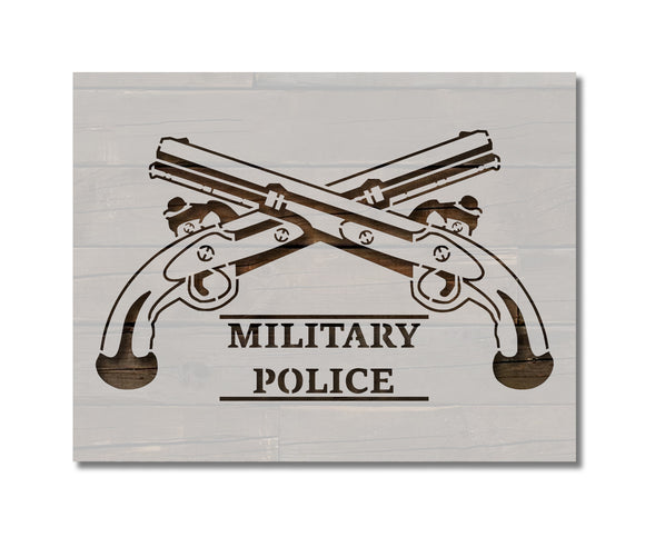 Military Police Crossed Pistols Stencil (907)