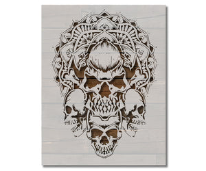 Vintage Mandala Skulls Stencil (910)