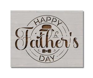 Happy Father's Day Hat and Bow Tie Stencil (946)