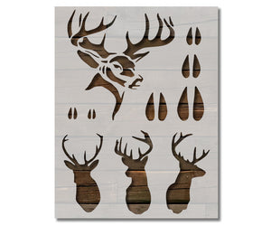 Hunting Buck Head Tracks Rack Deer Custom Stencil (94)
