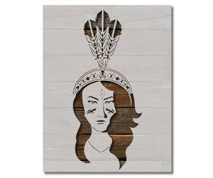 Native American Woman with Feather Headdress Stencil (996)